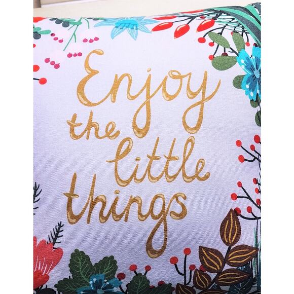 THROW PILLOW-PIER 1 Vintage-Inspirational Message -White-Floral-16"x16" - Picture 10 of 15